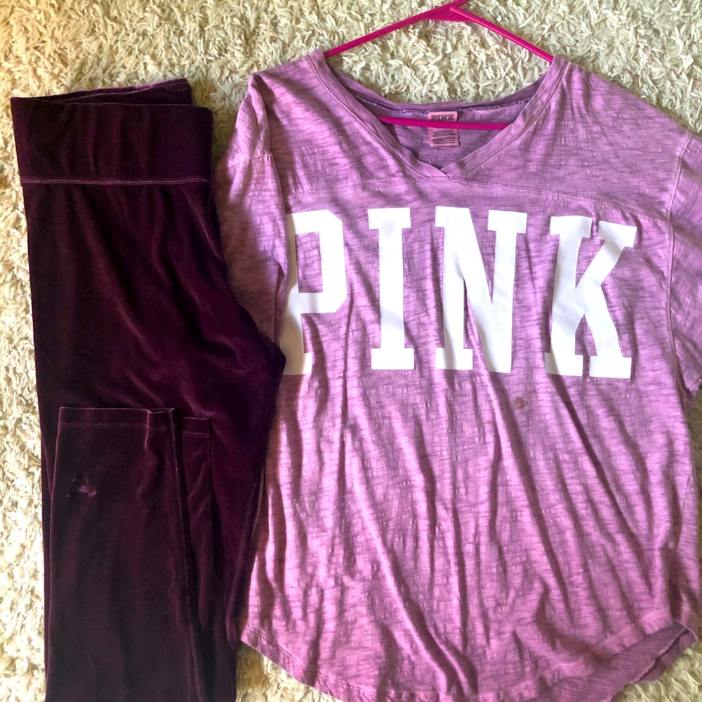 P.I.N.K Leggins and Tshirt